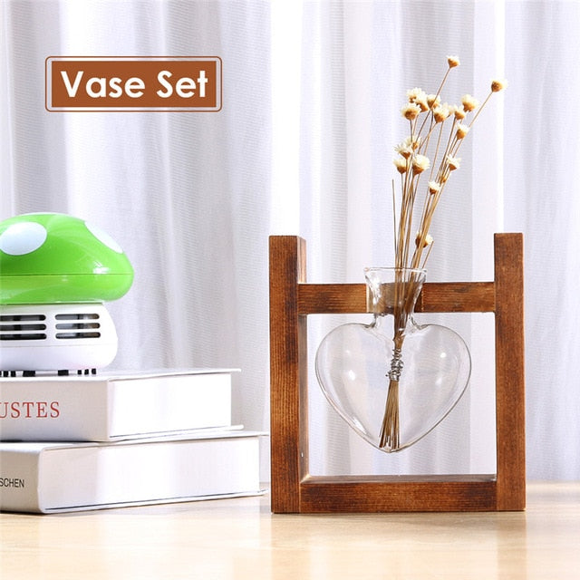 Glass and Wood Decoration Vase Hustle Nest