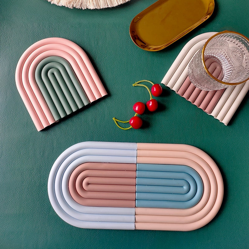 Nordic Style Rainbow Coasters (Set of 2) Hustle Nest