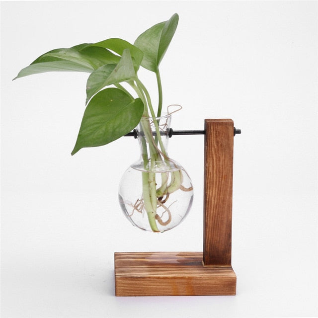 Glass and Wood Decoration Vase Hustle Nest