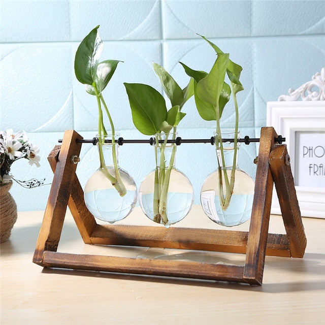 Glass and Wood Decoration Vase Hustle Nest