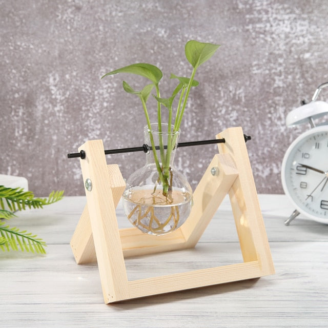 Glass and Wood Decoration Vase Hustle Nest