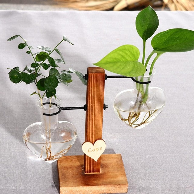 Glass and Wood Decoration Vase Hustle Nest