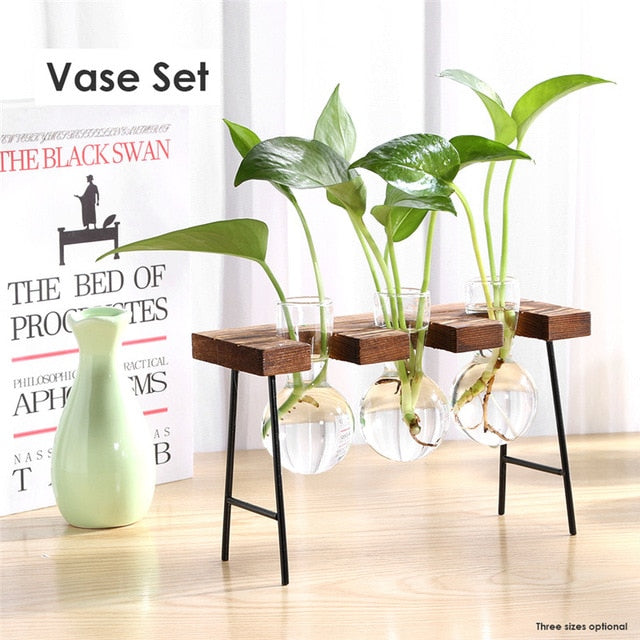 Glass and Wood Decoration Vase Hustle Nest