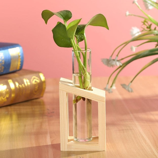 Glass and Wood Decoration Vase Hustle Nest