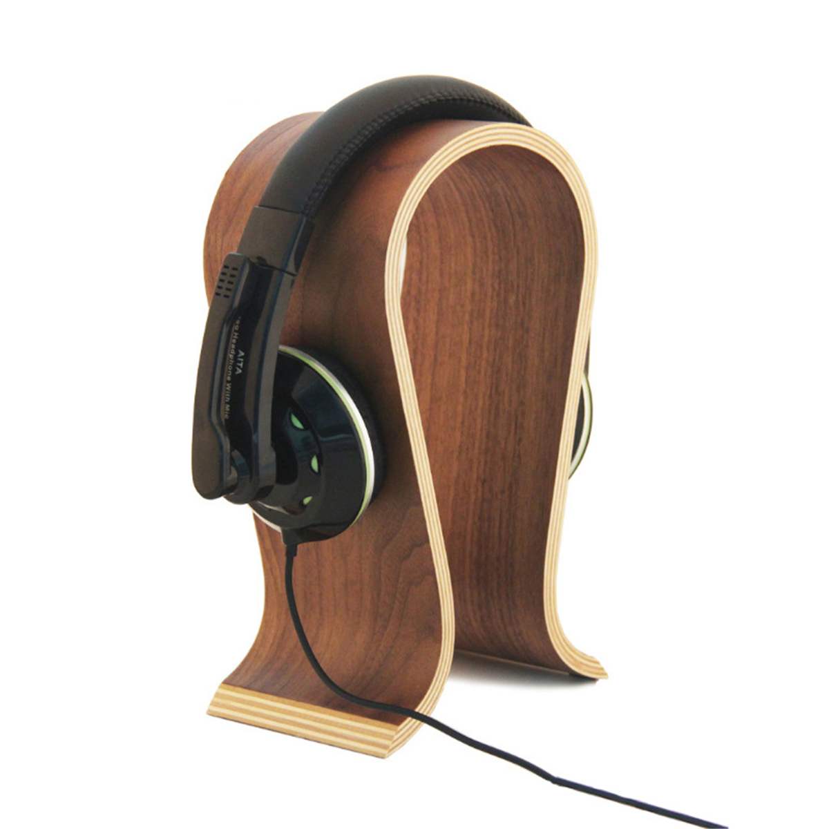 U-Shaped Wooden Headphone Stand Hustle Nest