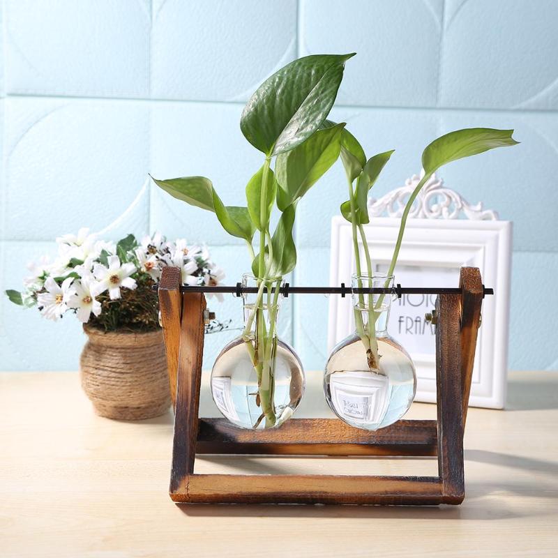 Glass and Wood Decoration Vase Hustle Nest