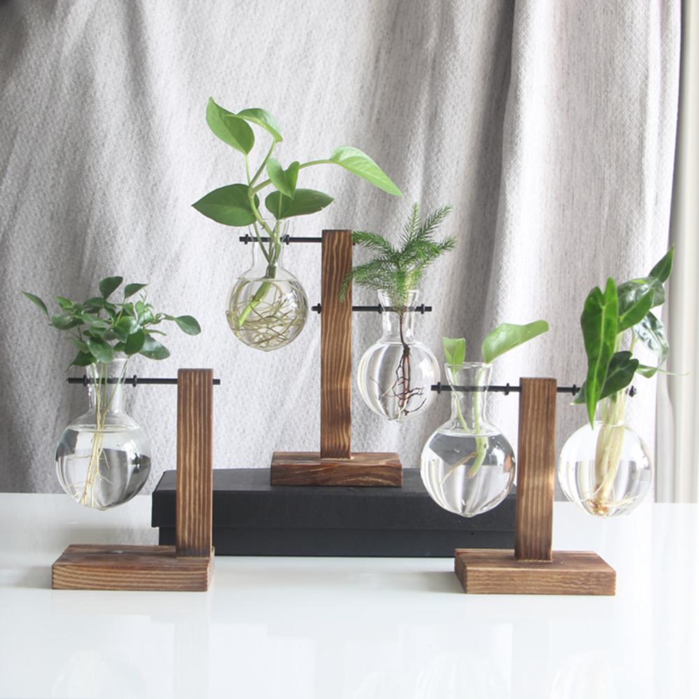 Glass and Wood Decoration Vase Hustle Nest