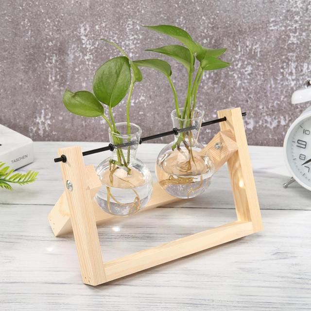 Glass and Wood Decoration Vase Hustle Nest