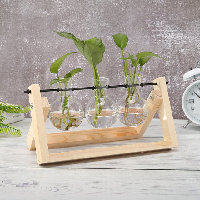 Glass and Wood Decoration Vase Hustle Nest