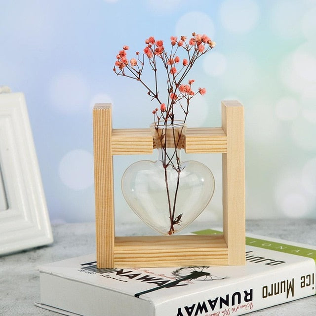 Glass and Wood Decoration Vase Hustle Nest