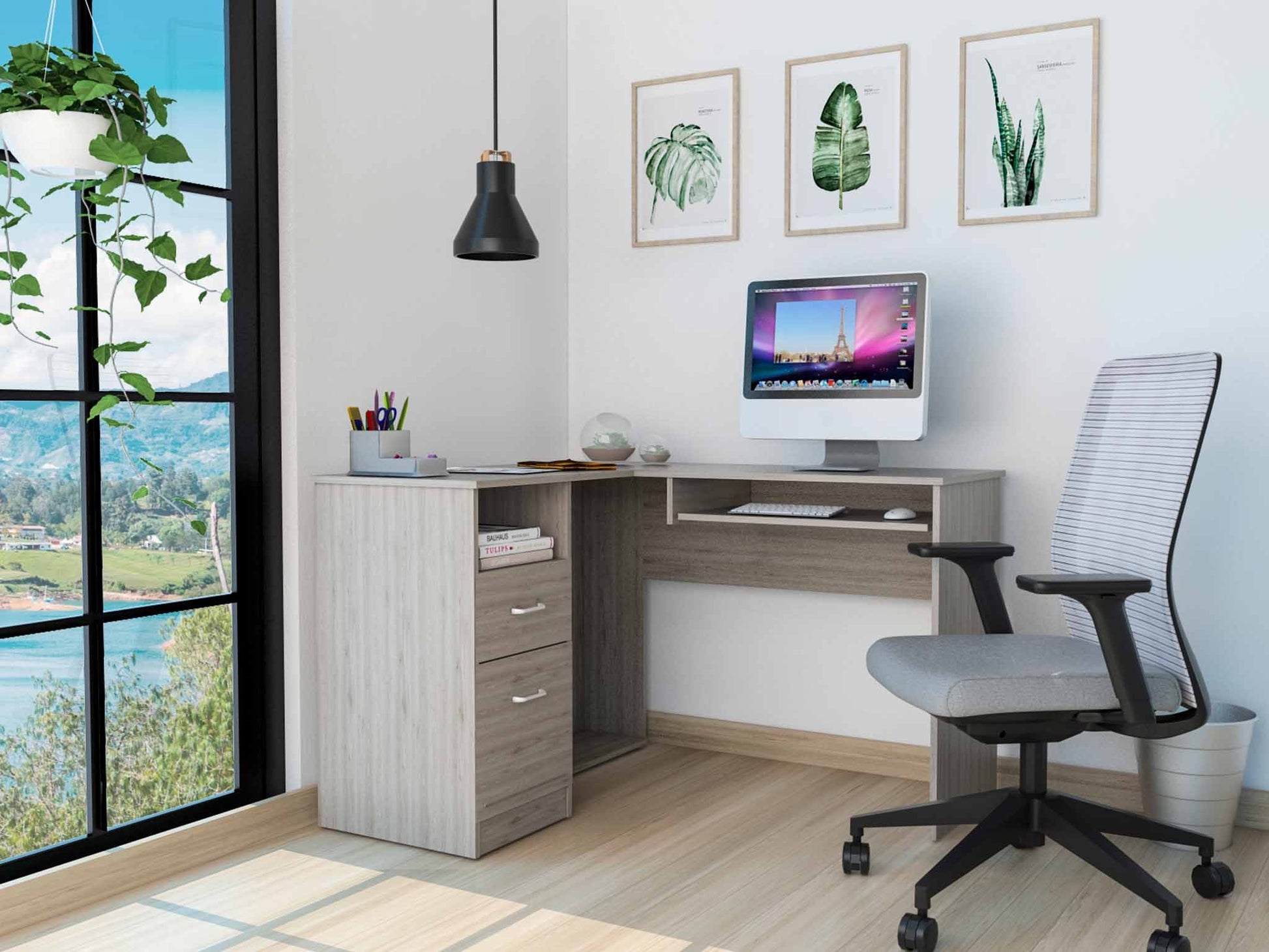 Huber L-Shaped Desk Hustle Nest